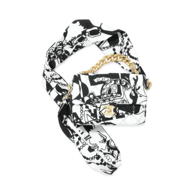 CHANEL Mini Flap Bag Print Fabric "Gray/Black"