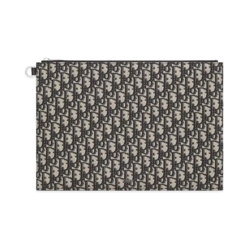Dior A4 Pouch Oblique Jacquard "Beige/Black"