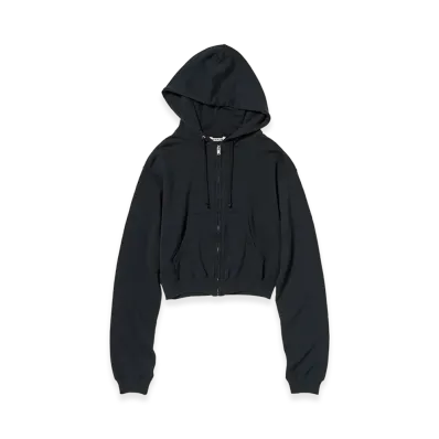 AURALEE Women's High Twist Light Sweat Zip Parka "Ink Black"