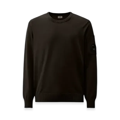 C.P. Company Cotton Crepe Crewneck Lens Knit "Black"