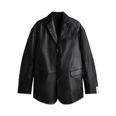 rokh x H&M Button Detail Leather Blazer "Black"