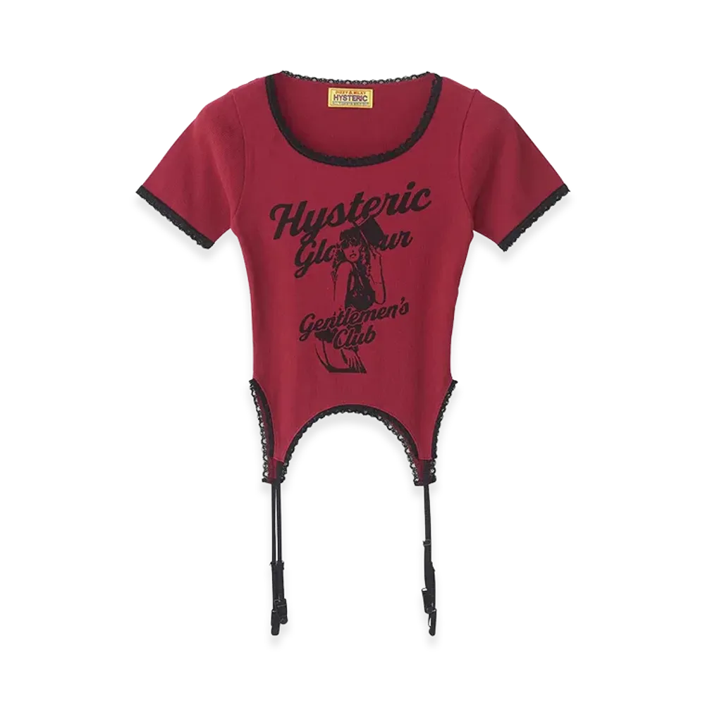HYSTERIC GLAMOUR Women's Hysteric Glamour Gentlemen's Club Crop T-Shirt "Red"