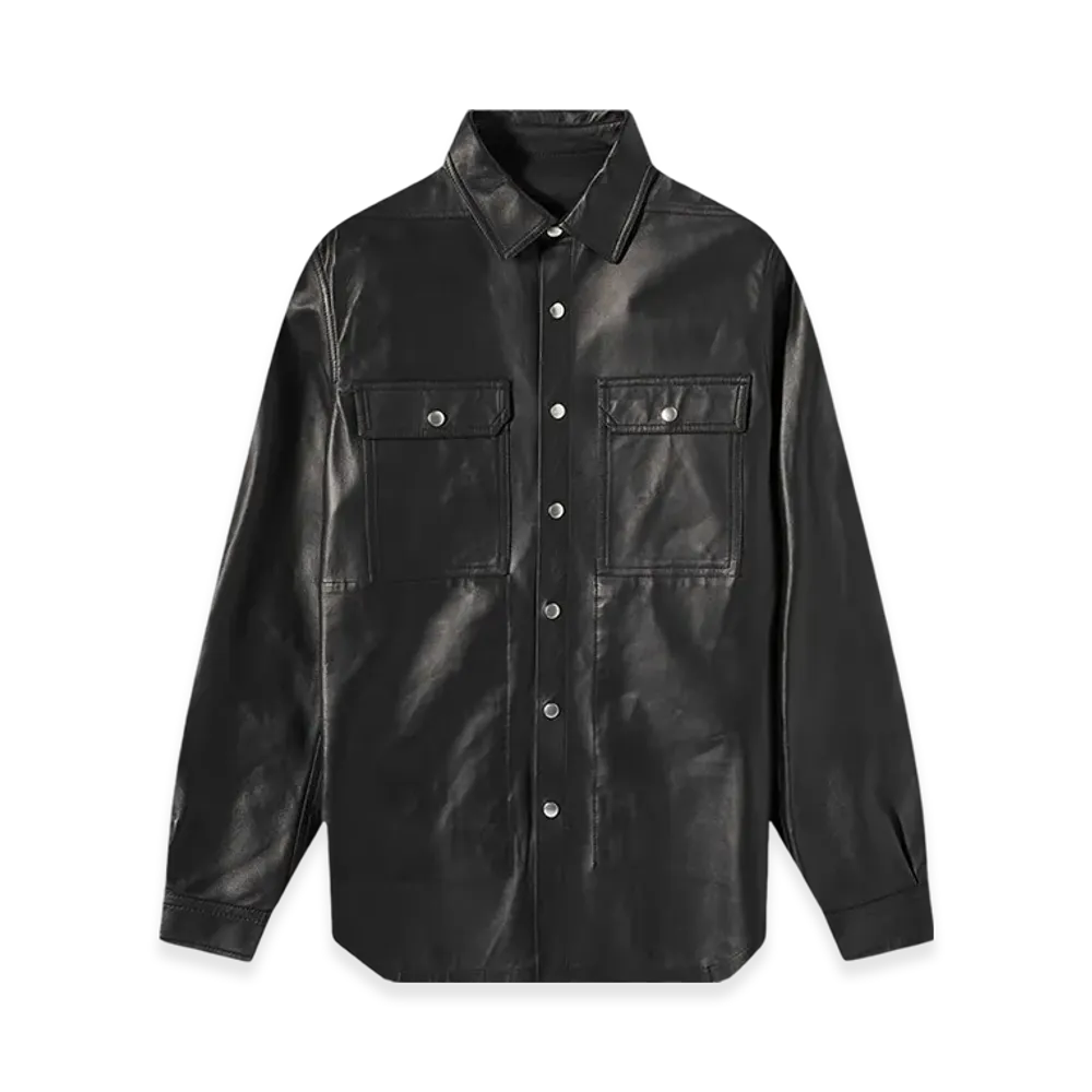 Rick Owens Button Up Leather Shirt "Black"