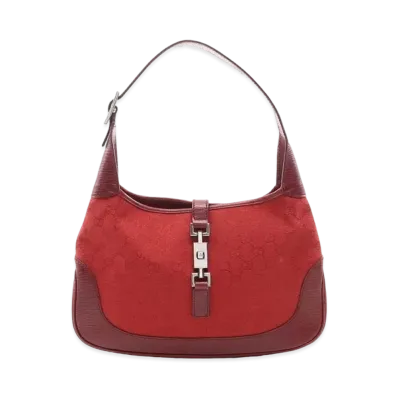 GUCCI GG Canvas Jackie One Shoulder Bag "Red"