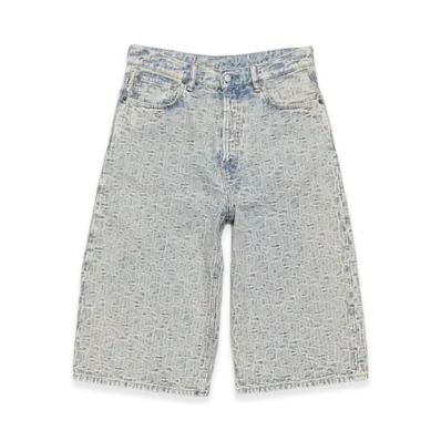Acne Studios Monogram Denim Shorts - Loose Fit "Blue/Beige"