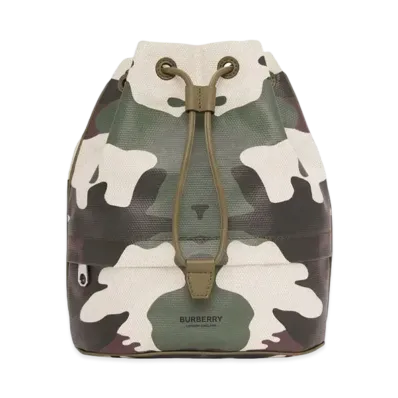Burberry Camouflage Print Cotton Canvas Drawcord Pouch "Multicolour"