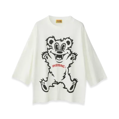 HYSTERIC GLAMOUR Fire Bear Oversized 8/10 Sleeve T-Shirt "White"