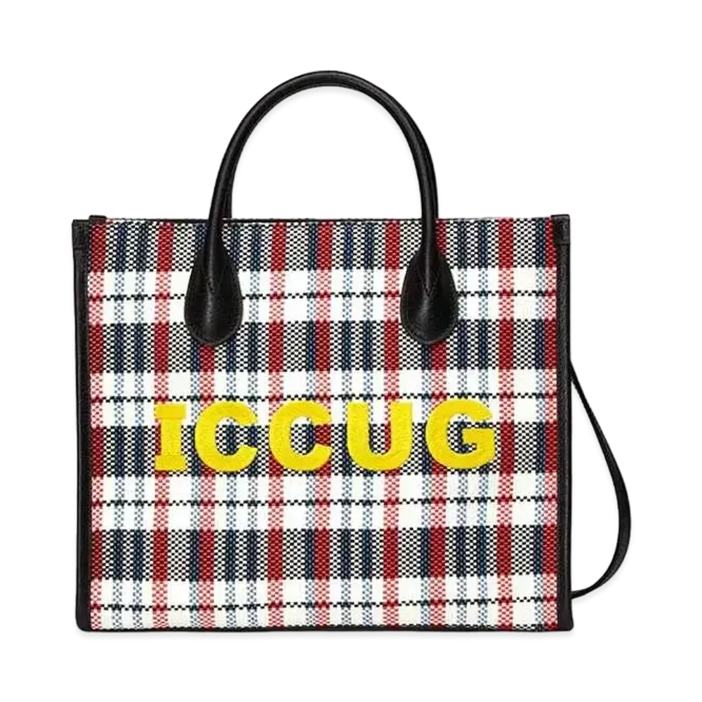 グッチ ICCUGエンブロイダリー付き スモール トートバッグ "ブルー/ホワイトチェック"