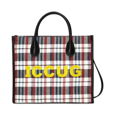 GUCCI Small Tote with ICCUG Embroidery "Blue/White Check"