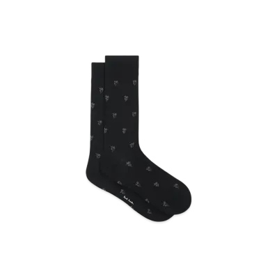 Paul Smith Stem Floral Socks "Black"
