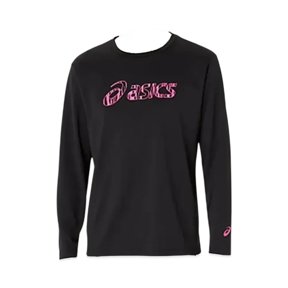 Asics Dry Big Logo Long Sleeve Shirt "Performance Black/Hot Pink"