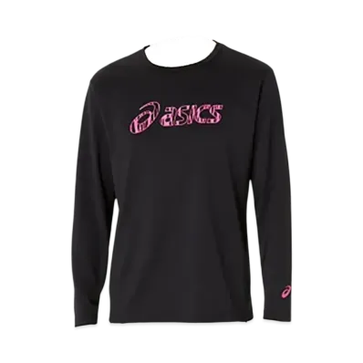 Asics Dry Big Logo Long Sleeve Shirt "Performance Black/Hot Pink"