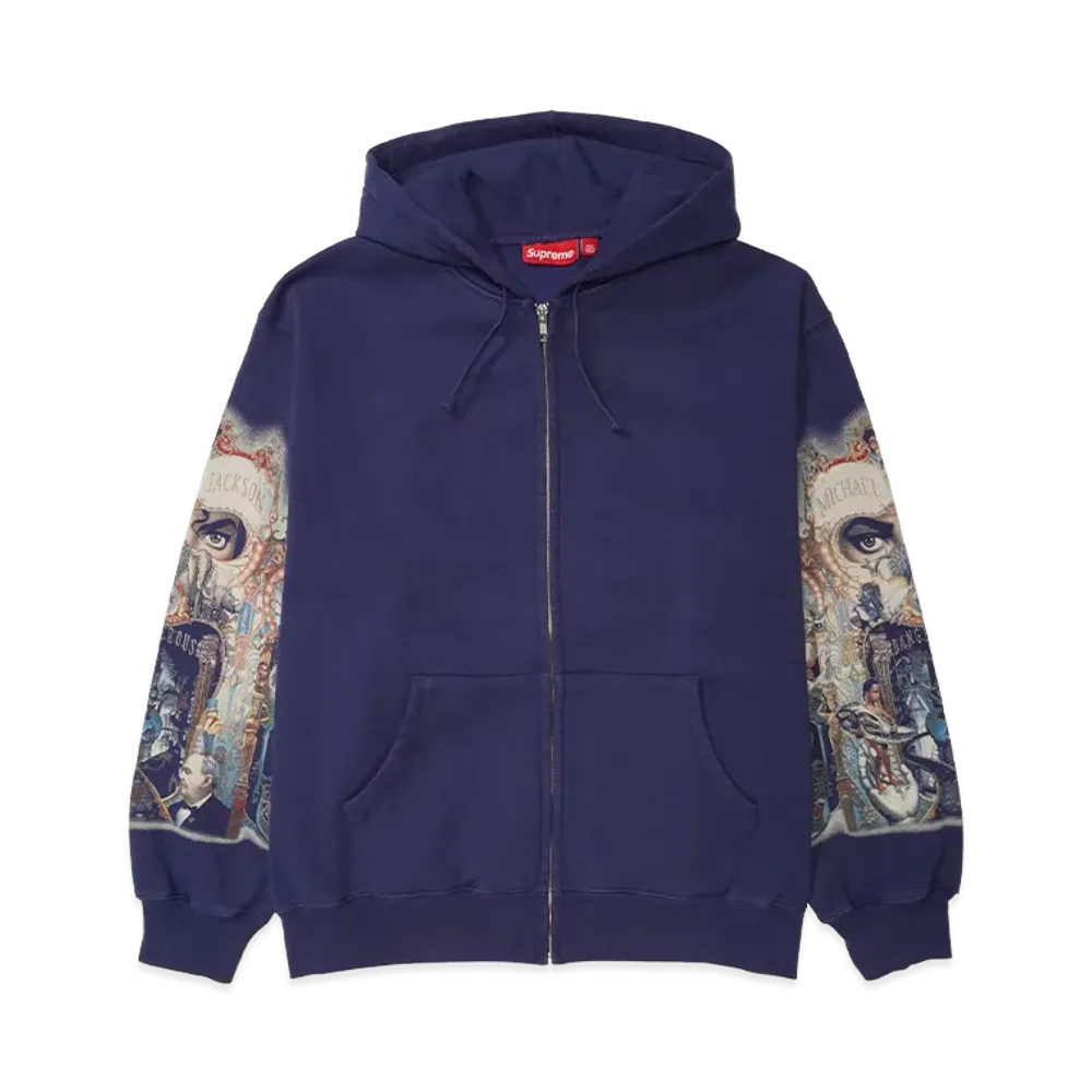 Supreme x Michael Jackson Dangerous Zip Up Hooded Sweatshirt "Washed Navy"