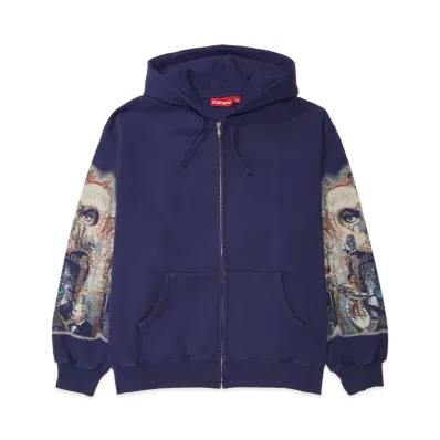 Supreme x Michael Jackson Dangerous Zip Up Hooded Sweatshirt "Washed Navy"
