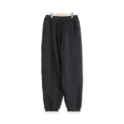 COMOLI Silk Cotton Drawstring Pants "Faded Black"