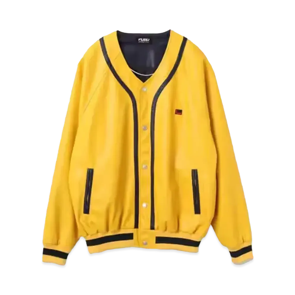 atmos pink x FUBU Back Logo Synthetic Leather Jacket "Yellow"