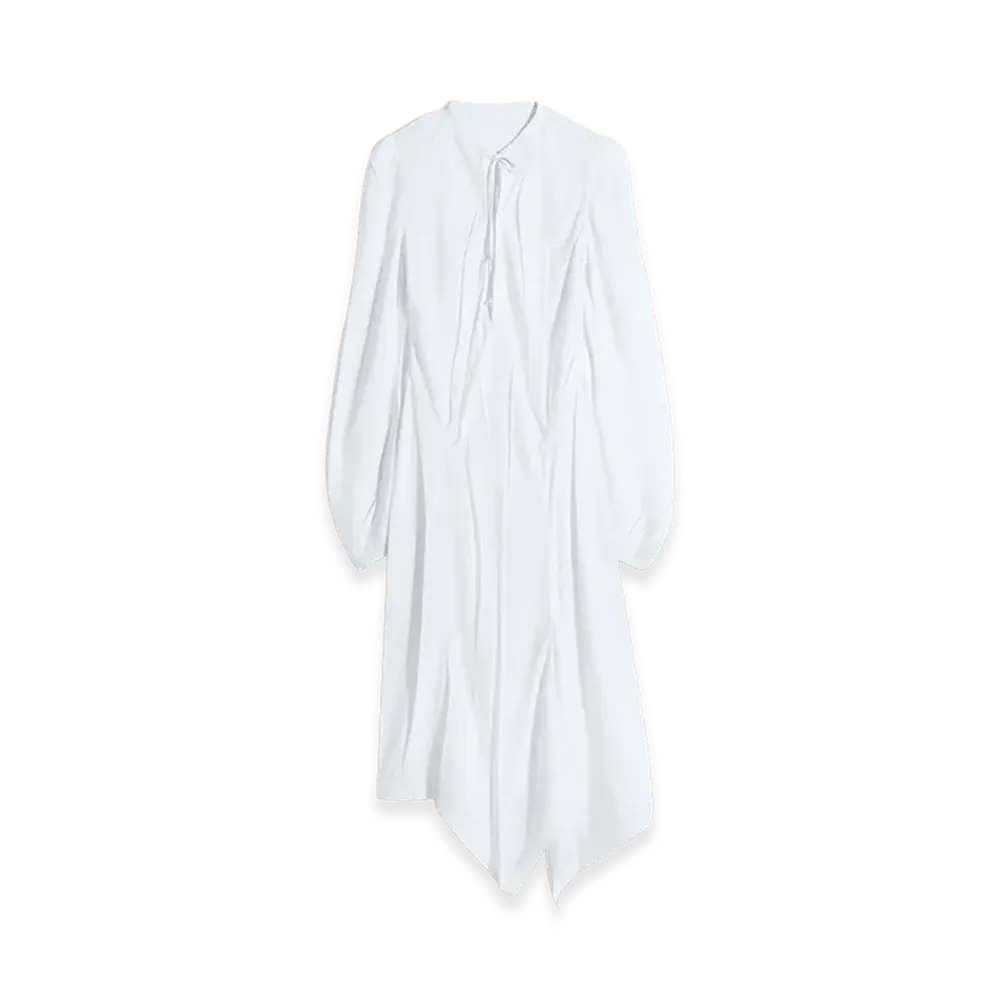 LEMAIRE Women's Poly-Viscose Twill Creased Bias Dress "Chalk"