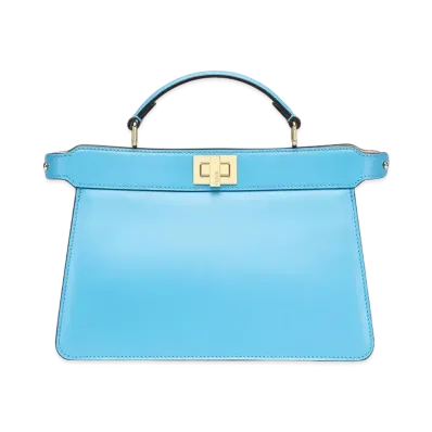 FENDI Peekaboo Iseeu East-West Leather Bag "Blue"