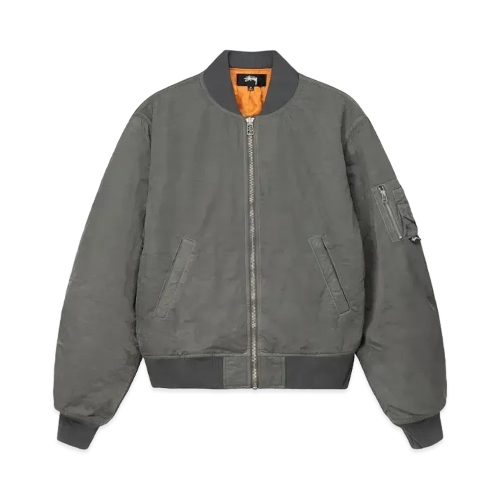 Stussy Dyed Nylon Bomber "Charcoal"