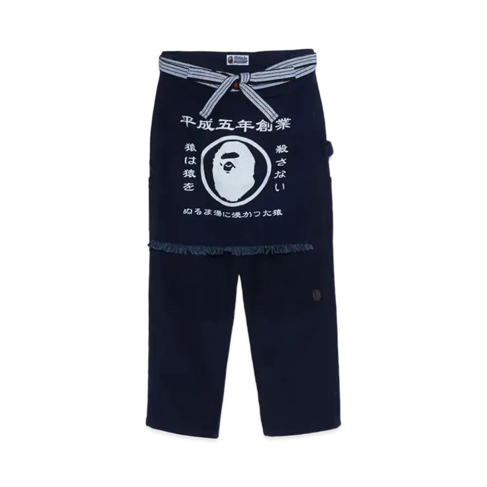 A BATHING APE Sashiko Painter Apron Pants "Indigo"