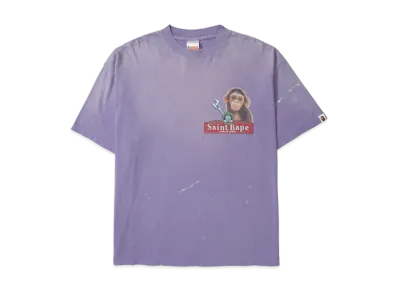 SAINT Mxxxxxx x A BATHING APE Bape SS T-Shirt/House "Purple"