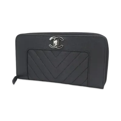 CAHNEL Mademoiselle Zip Long Wallet "Black"