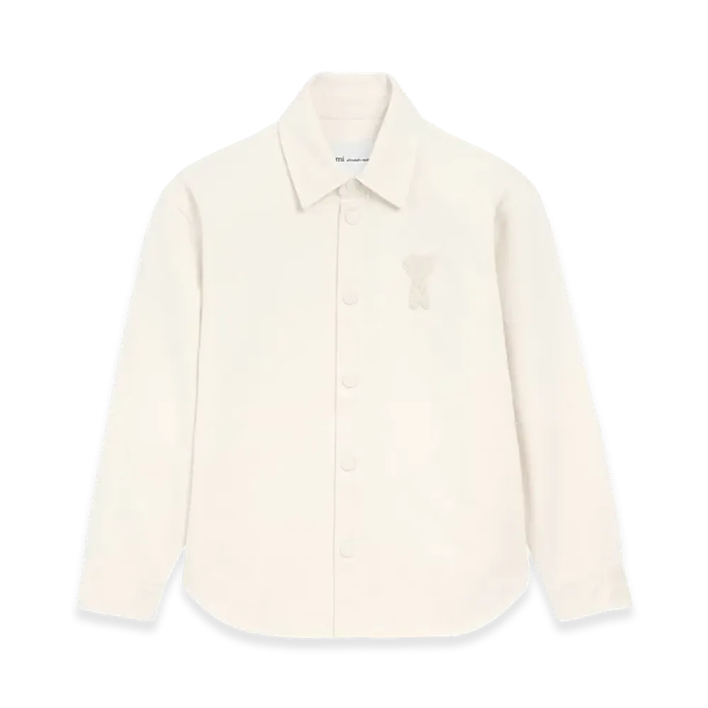 AMI PARIS Women's Overshirt With Knitted Ami De Coeur "White"