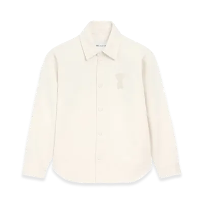 AMI PARIS Women's Overshirt With Knitted Ami De Coeur "White"
