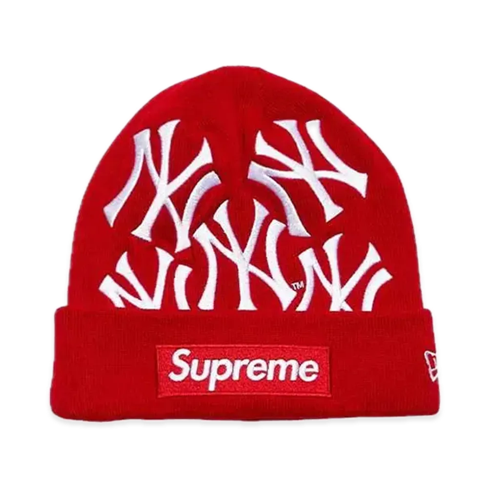 Supreme x New York Yankees x New Era Box Logo Beanie "Red"