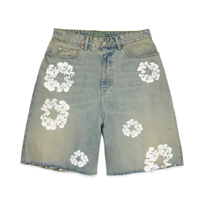 DENIM TEARS Cotton Wreath Denim Short "Dirty Wash"