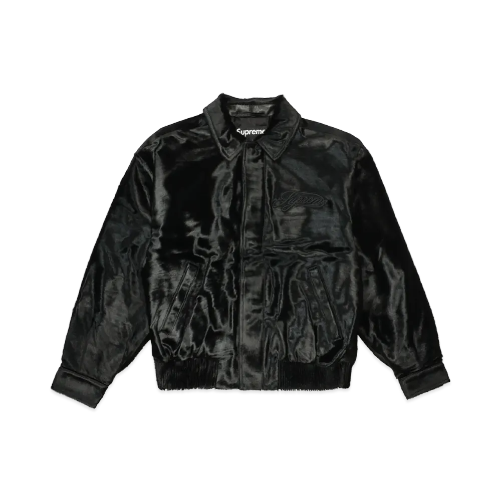 Supreme Ponyhair Varsity Jacket "Black"
