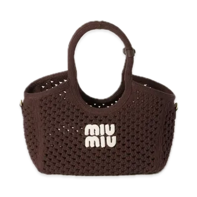 MIU MIU Ivy Cotton Mesh Bag "Brown"