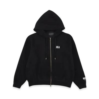 WIND AND SEA Mole Knit Zip Up Hooded Sweatshirt "Black"