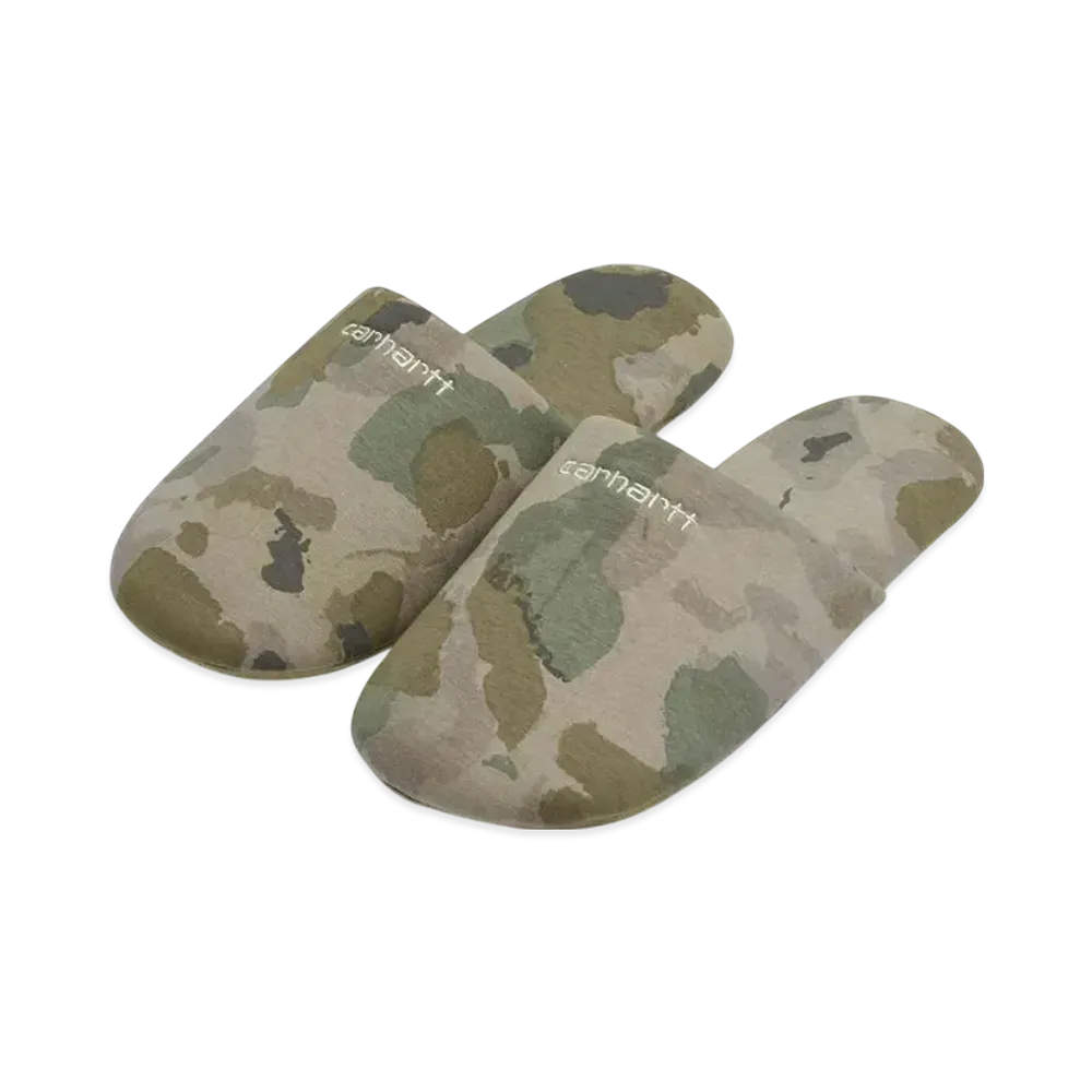 Carhartt WIP Script Embroidery Slippers "Camo Tide Thyme/Wax"