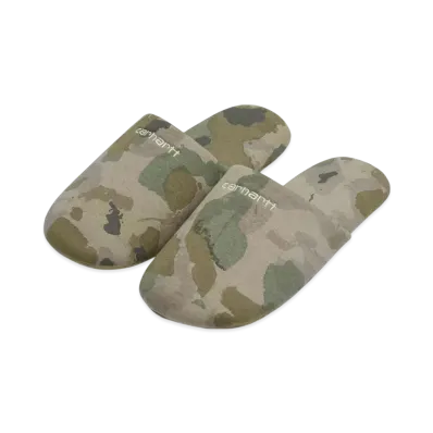 Carhartt WIP Script Embroidery Slippers "Camo Tide Thyme/Wax"