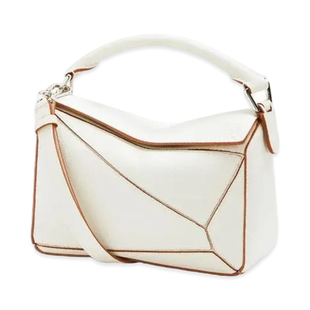 LOEWE Small Puzzle Bag In Soft Grained Calfskin "Soft White"