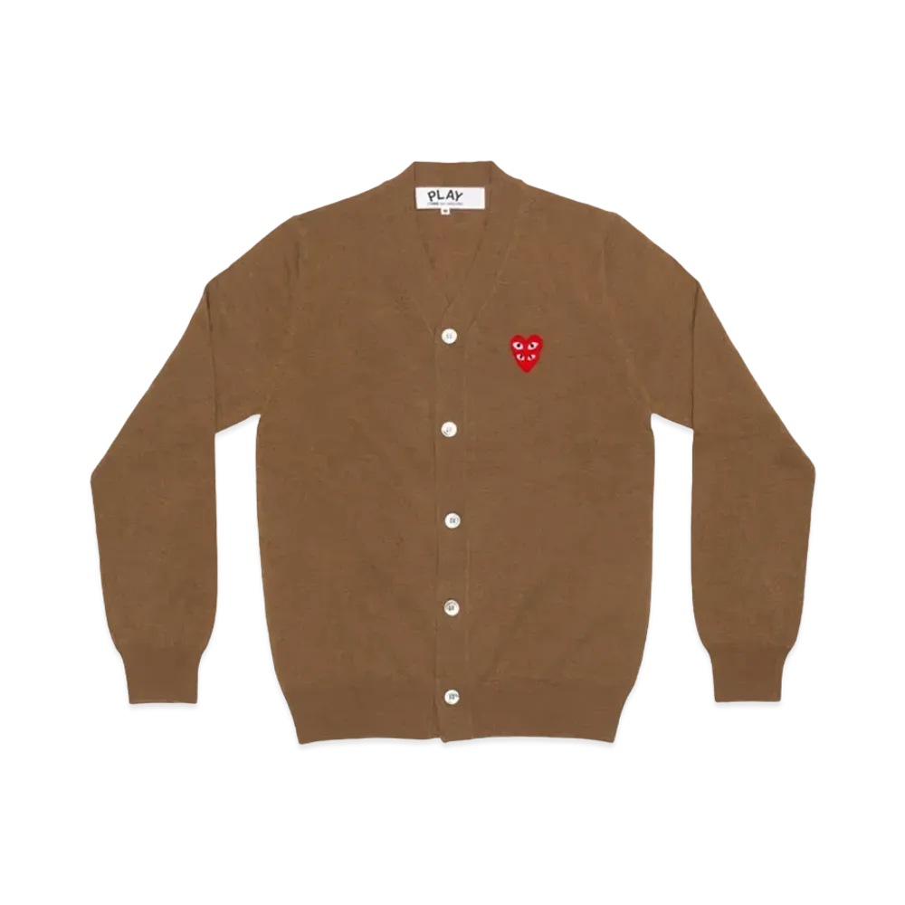 PLAY COMME des GARCONS Men's Cardigan With Small Red Heart "Pink"