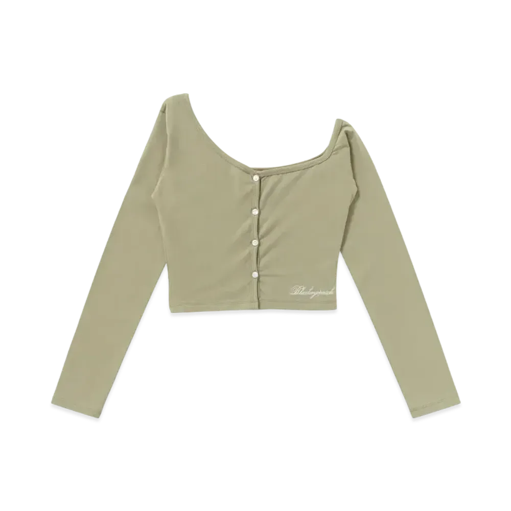 Blackeyepatch Script Logo Asymmetric Cardigan "Khaki"