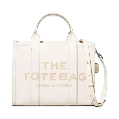 Marc Jacobs The Leather Medium Tote Bag "Cotton/Silver"