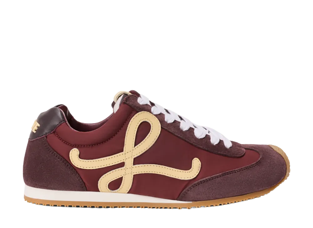 LOEWE Ballet Runner 2.0 in Suede and Nylon "Copper Red/Vanilla/Aubergine"