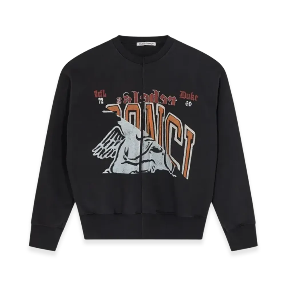 OUR LEGACY Slashed Base Sweat Collage School Print "Black"