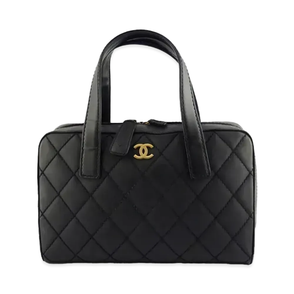 CHANEL Wild Stitch Coco Mark Hand Bag Calfskin "Black/Gold"