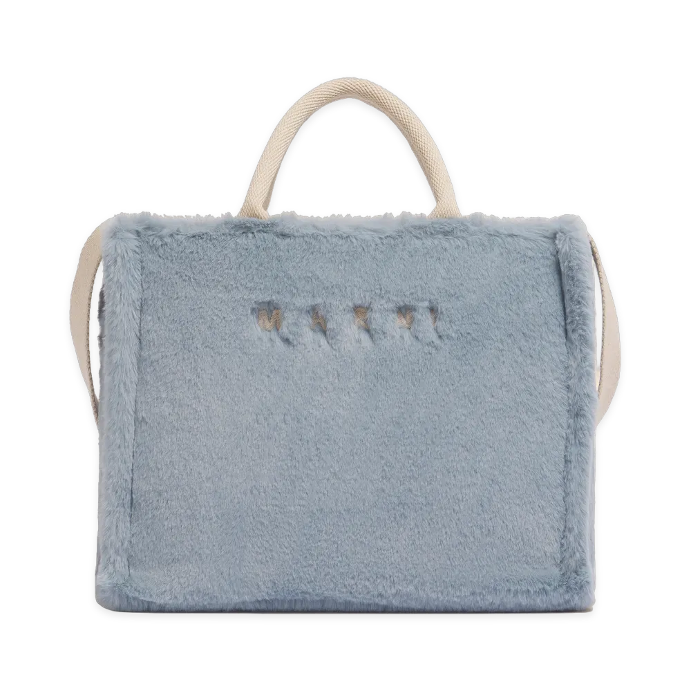 MARNI Women's Faux Fur Basket Shopper "Blue Lilac"
