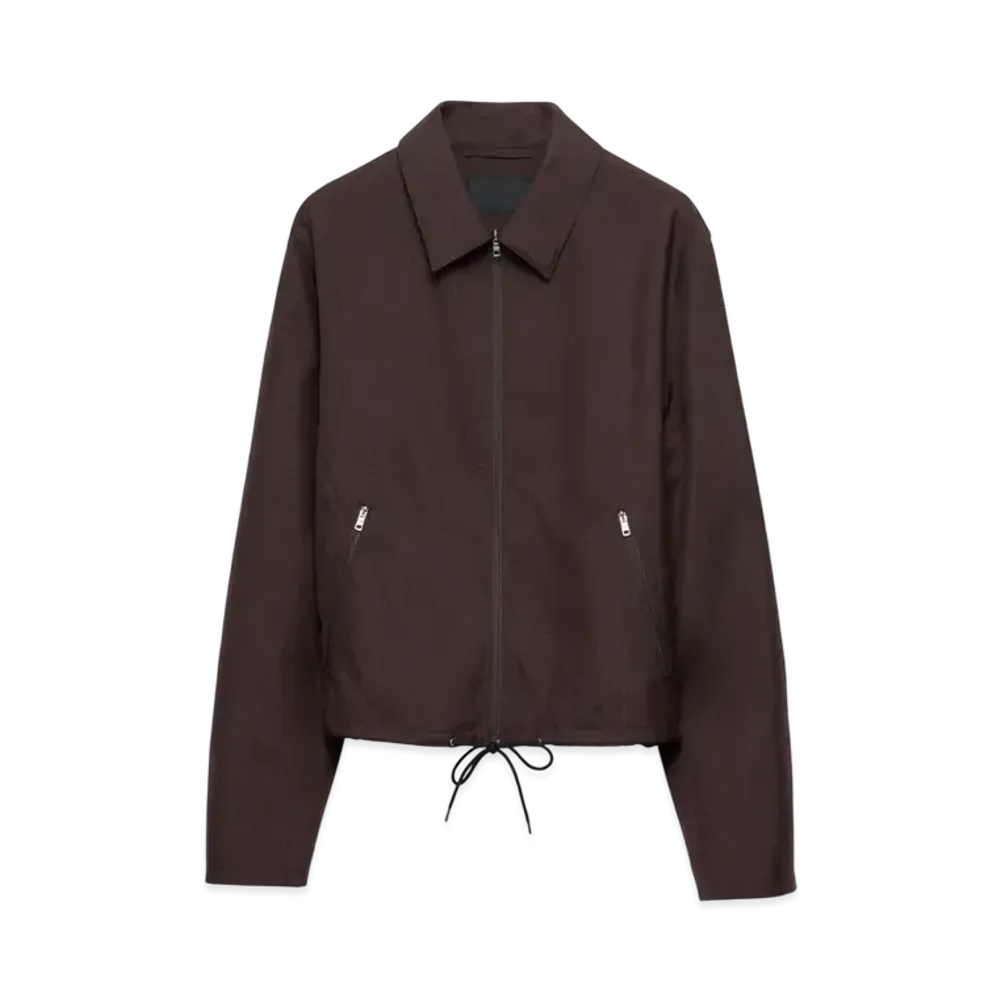 PRADA Men's Mohair and Silk Blouson Jacket "Dark Brown"
