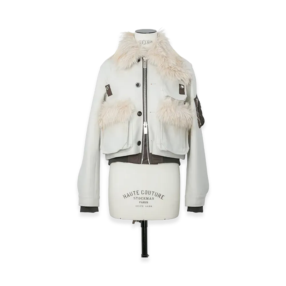 sacai Women's Wool Melton Blouson "Ecru"