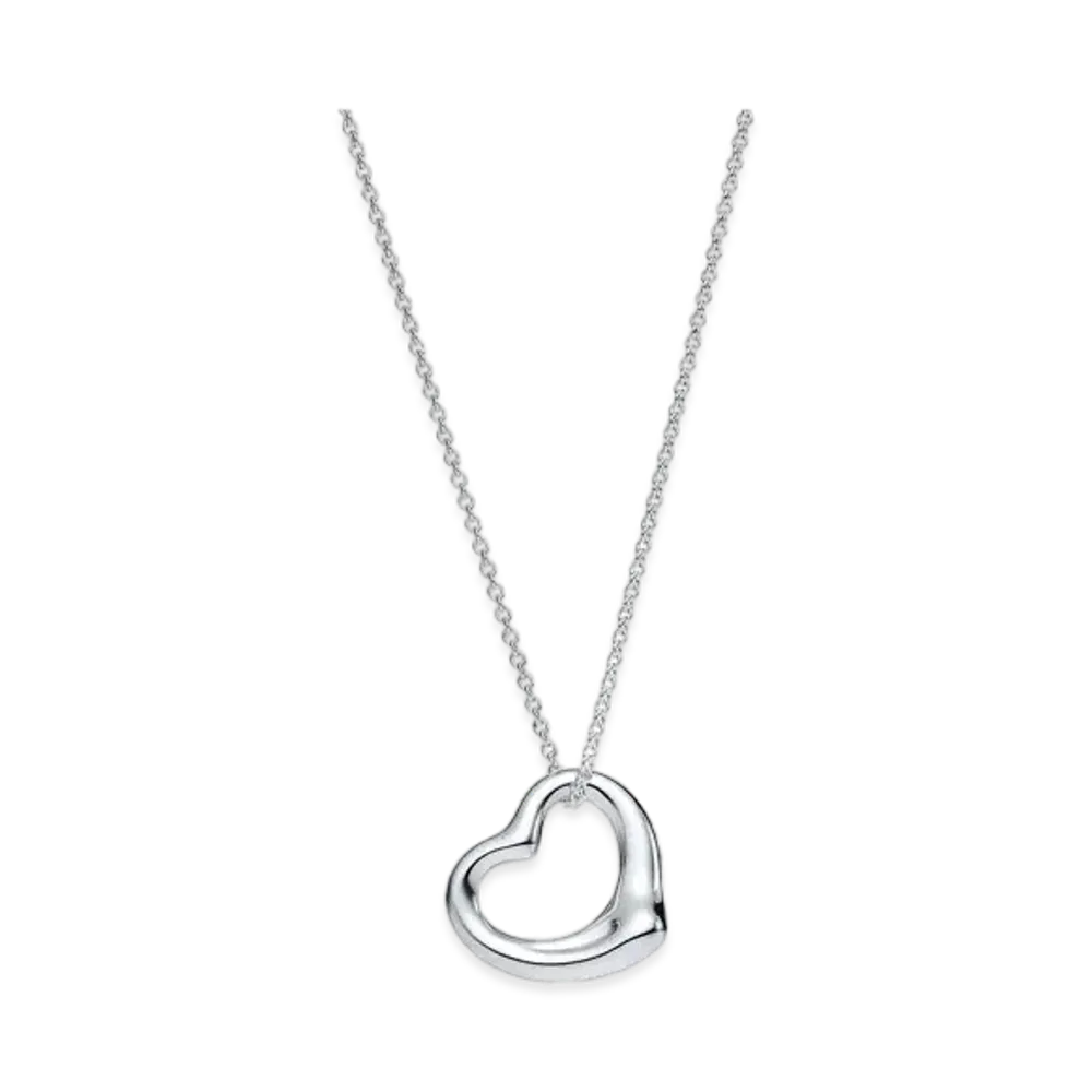 Tiffany & Co. Elsa Peretti Open Heart Pendant 16" Chain + 22mm Medium "Sterling Silver"