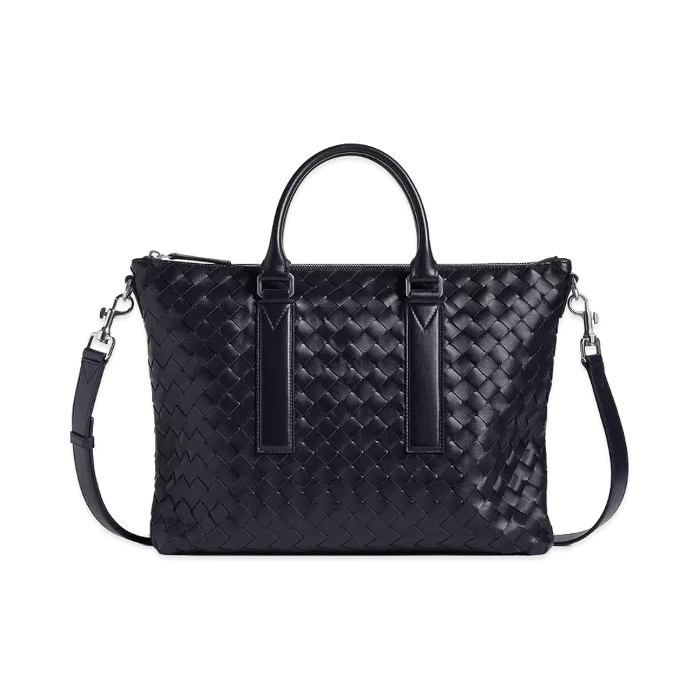 Bottega Veneta Intrecciato Soft Briefcase "Nocturnal"