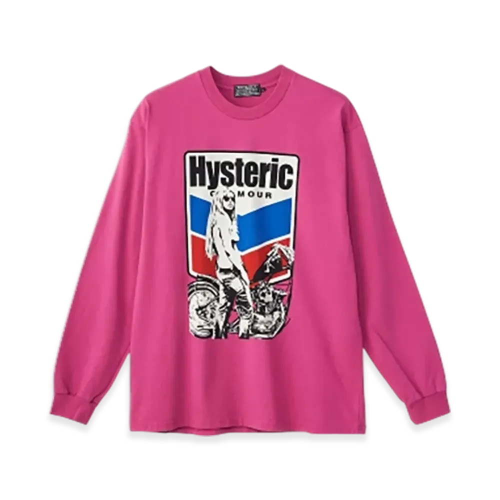 HYSTERIC GLAMOUR Motorcycle Girl T-Shirt "Pink"