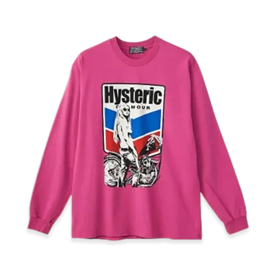 HYSTERIC GLAMOUR Motorcycle Girl T-Shirt "Pink"