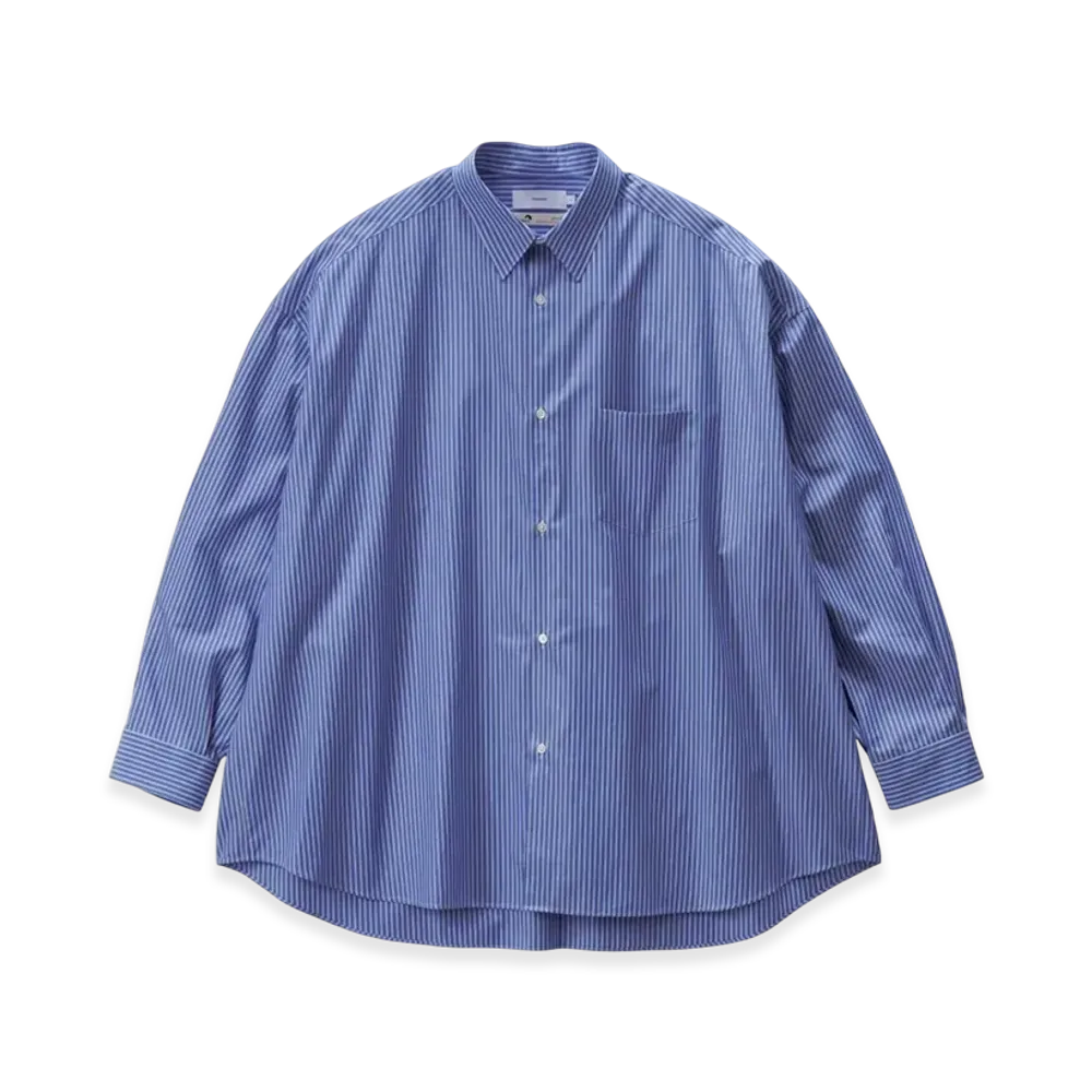 Graphpaper Sidogras L/S Oversized Regular Collar Shirt "Blue Strype"
